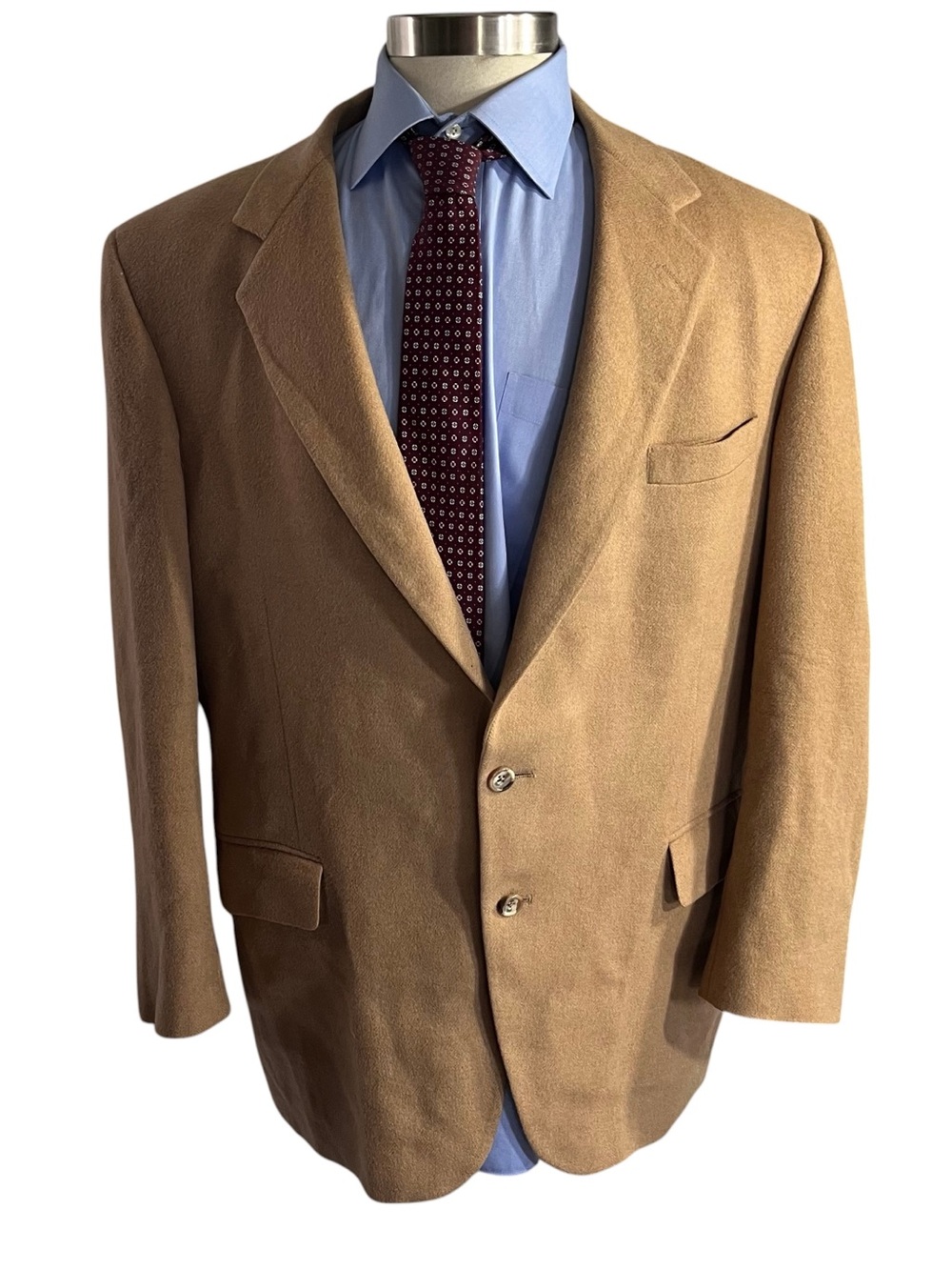 Vtg 70s Marleigh Spun Worsted Fine Camel Hair Tan Suit Jacket 46L Sports Coat